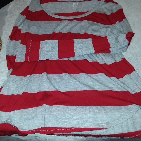 JCP Womens red and white jersey style top - Picture 3 of 4